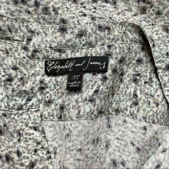 Elizabeth and James Silk Blouse Abstract Print Button Front Long Sleeve Medium - Picture 16 of 16